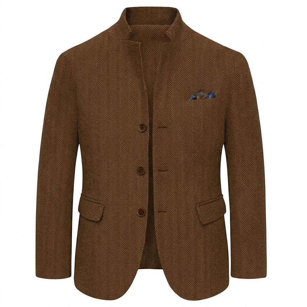 Herrkavaj i fiskbensmönstrad tweed-Jackets for men-Fjallbarn