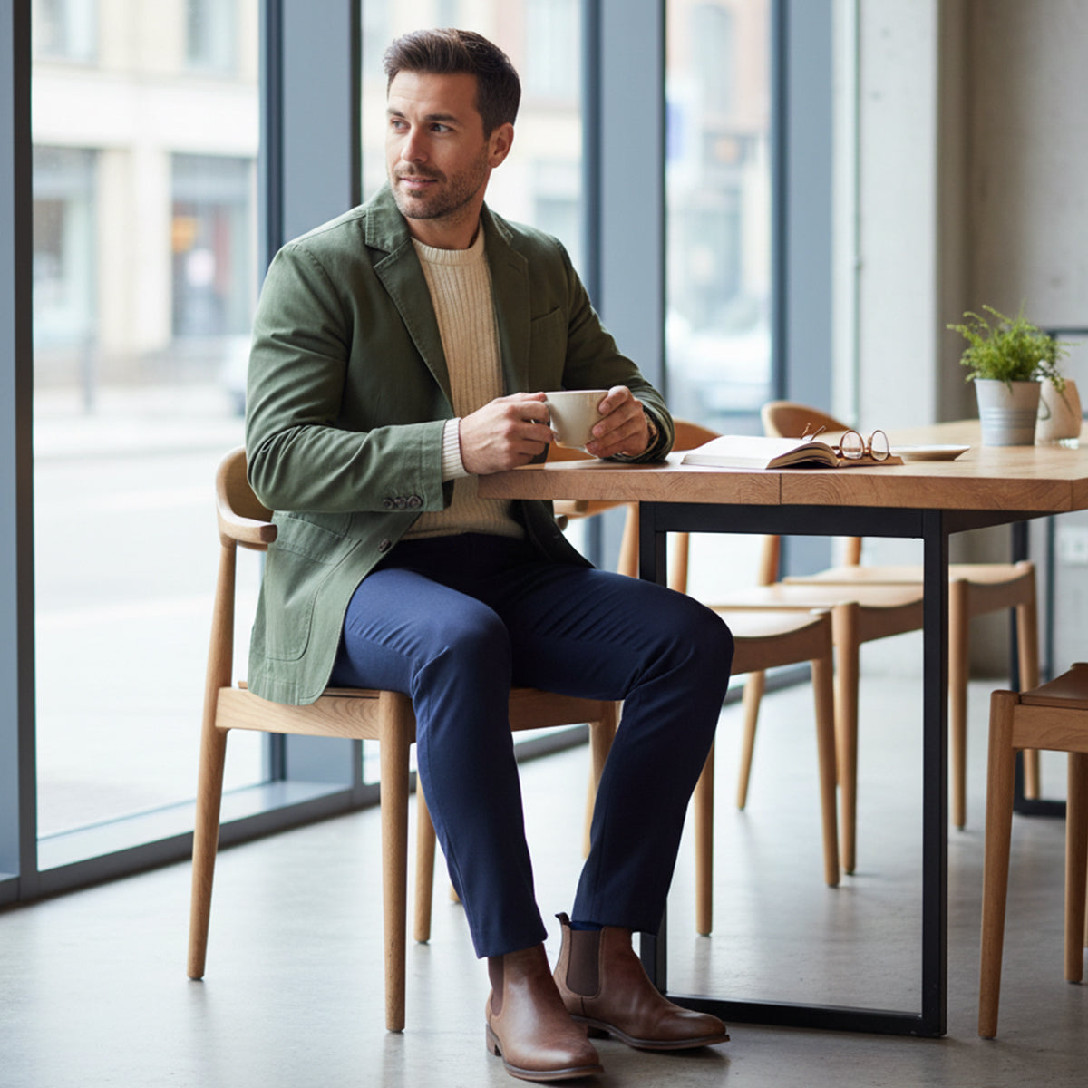 Herrkavaj med knäppning fram och påsydda fickor-Jackets for men-Fjallbarn