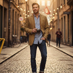 Herrkavaj med knäppning fram och påsydda fickor-Jackets for men-Fjallbarn