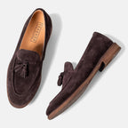 Herrloafers med tofsar, mockasinsöm och dekorativ snörning-Footwear for men-Fjallbarn