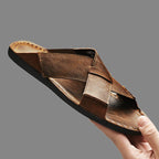 Herrsandal med öppen tå och korsade remmar-Footwear for men-Fjallbarn