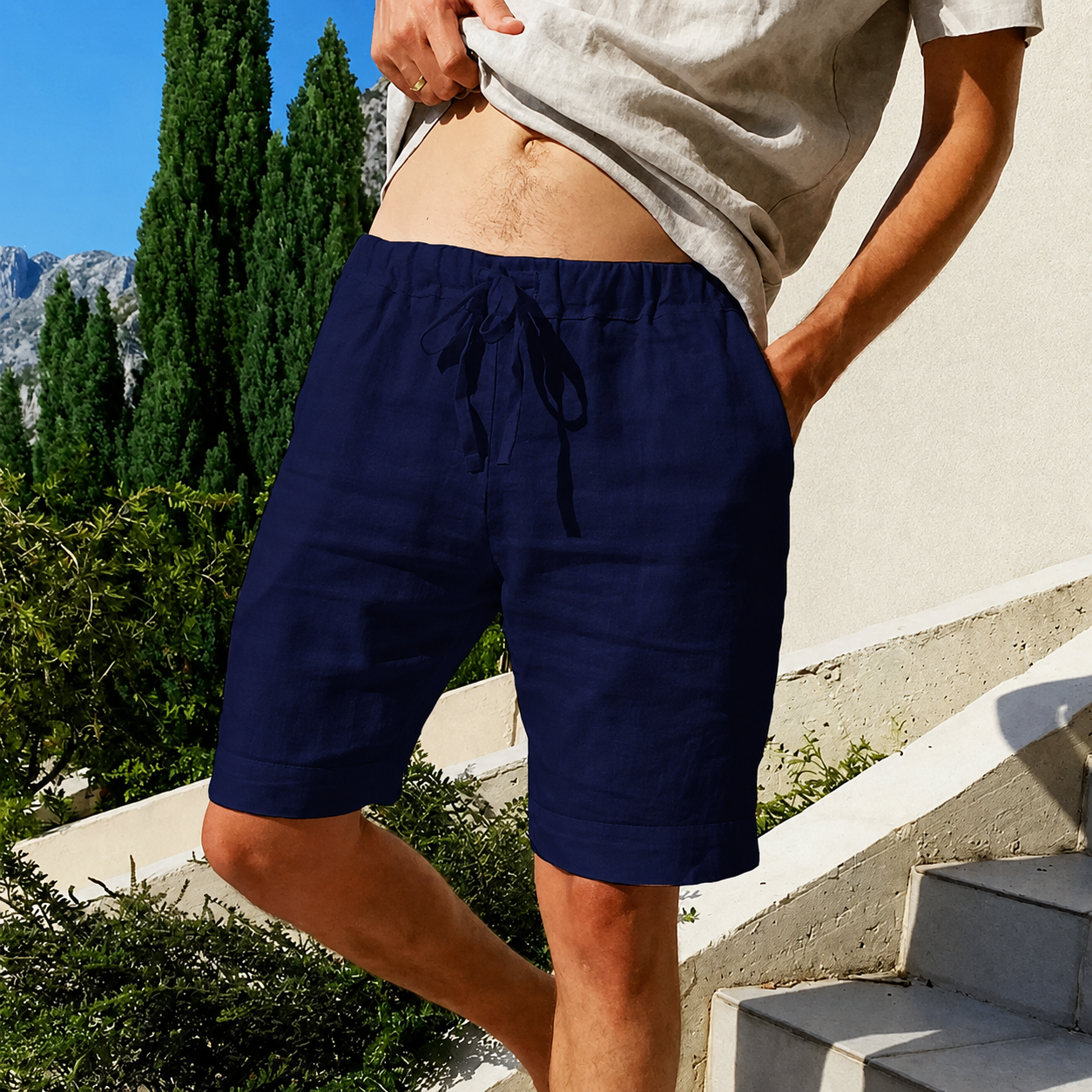 Herrshorts med Dragsko i Midjan och Sidofickor-Shorts for men-Fjallbarn