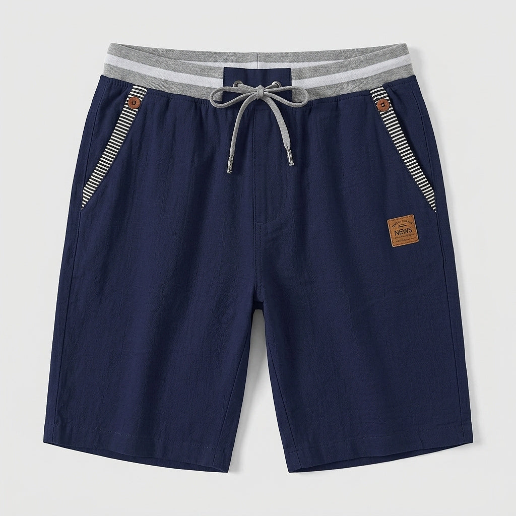 Herrshorts med dragsko och randig detalj-Shorts for men-Fjallbarn