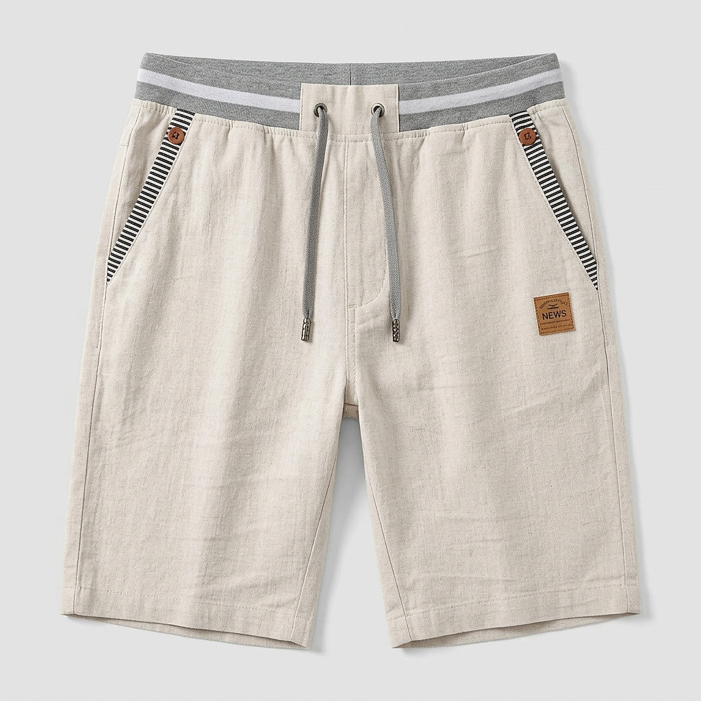 Herrshorts med dragsko och randig detalj-Shorts for men-Fjallbarn
