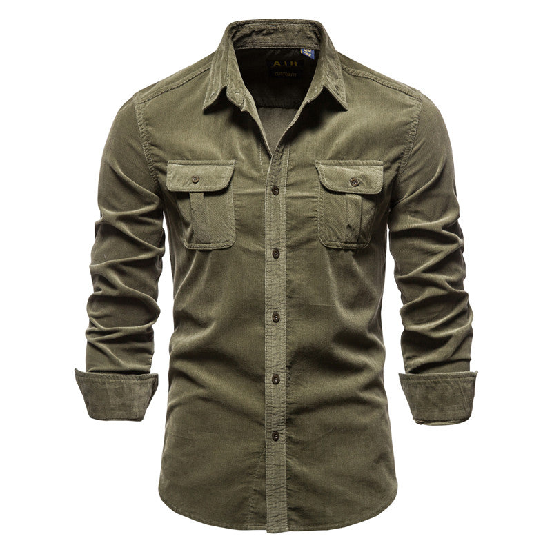 Herrskjorta med bröstfickor och knappstängning-Shirts for men-Fjallbarn