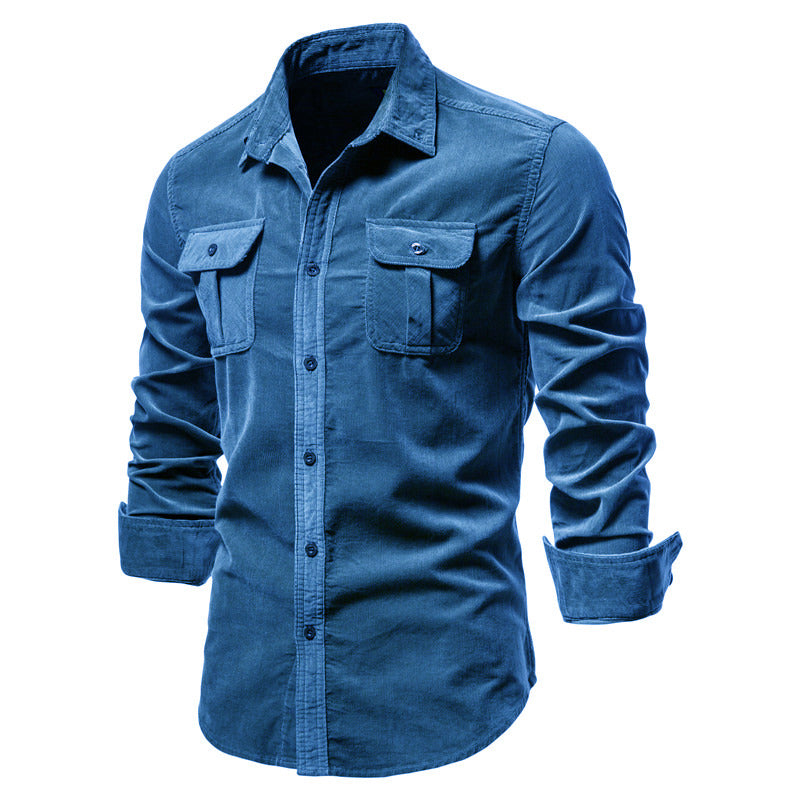 Herrskjorta med bröstfickor och knappstängning-Shirts for men-Fjallbarn