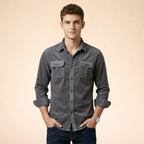 Herrskjorta med bröstfickor och knappstängning-Shirts for men-Fjallbarn