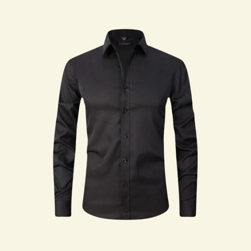 Herrskjorta med långa ärmar och krage med knappstängning och kontrastknappar-Shirts for men-Fjallbarn