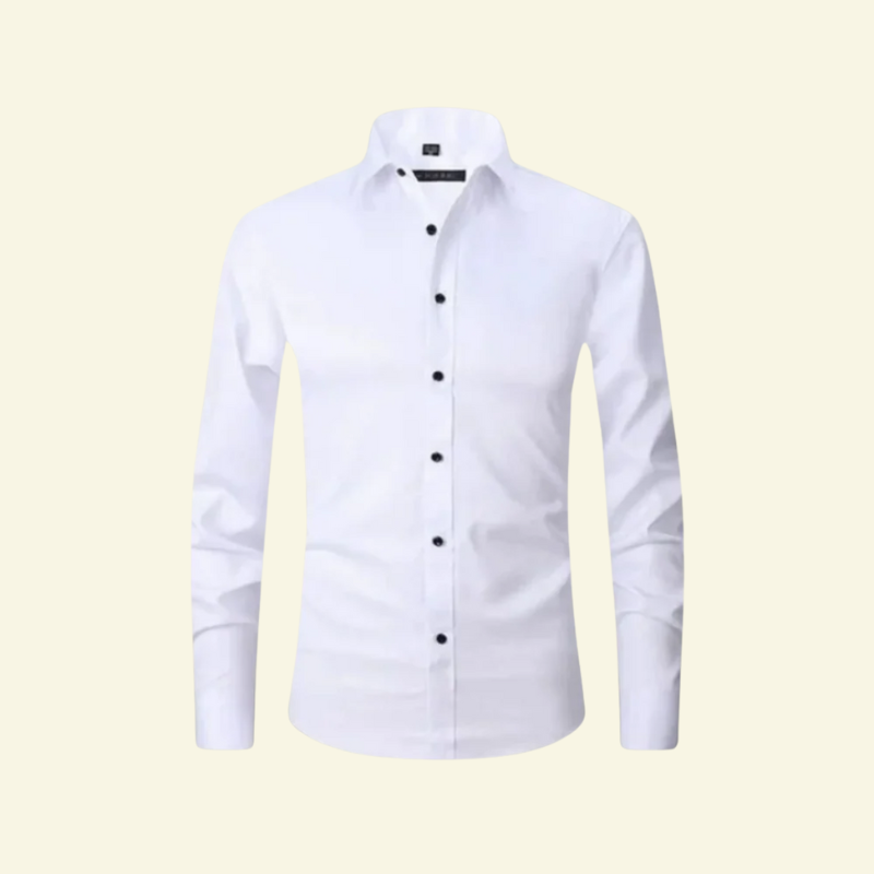 Herrskjorta med långa ärmar och krage med knappstängning och kontrastknappar-Shirts for men-Fjallbarn