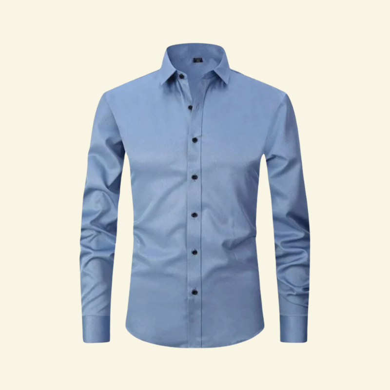Herrskjorta med långa ärmar och krage med knappstängning och kontrastknappar-Shirts for men-Fjallbarn