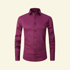 Herrskjorta med långa ärmar och krage med knappstängning och kontrastknappar-Shirts for men-Fjallbarn