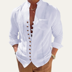 Herrskjorta med mandarinkrage och knappar-Shirts for men-Fjallbarn