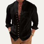 Herrskjorta med mandarinkrage och knappar-Shirts for men-Fjallbarn