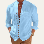 Herrskjorta med mandarinkrage och knappar-Shirts for men-Fjallbarn