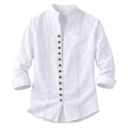 Herrskjorta med mandarinkrage och knappar-Shirts for men-Fjallbarn