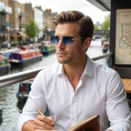 Herrsolglasögon med fyrkantiga linser och dekorerad skalm-Glasses for men-Fjallbarn