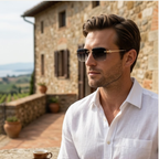 Herrsolglasögon med fyrkantiga linser och dekorerad skalm-Glasses for men-Fjallbarn