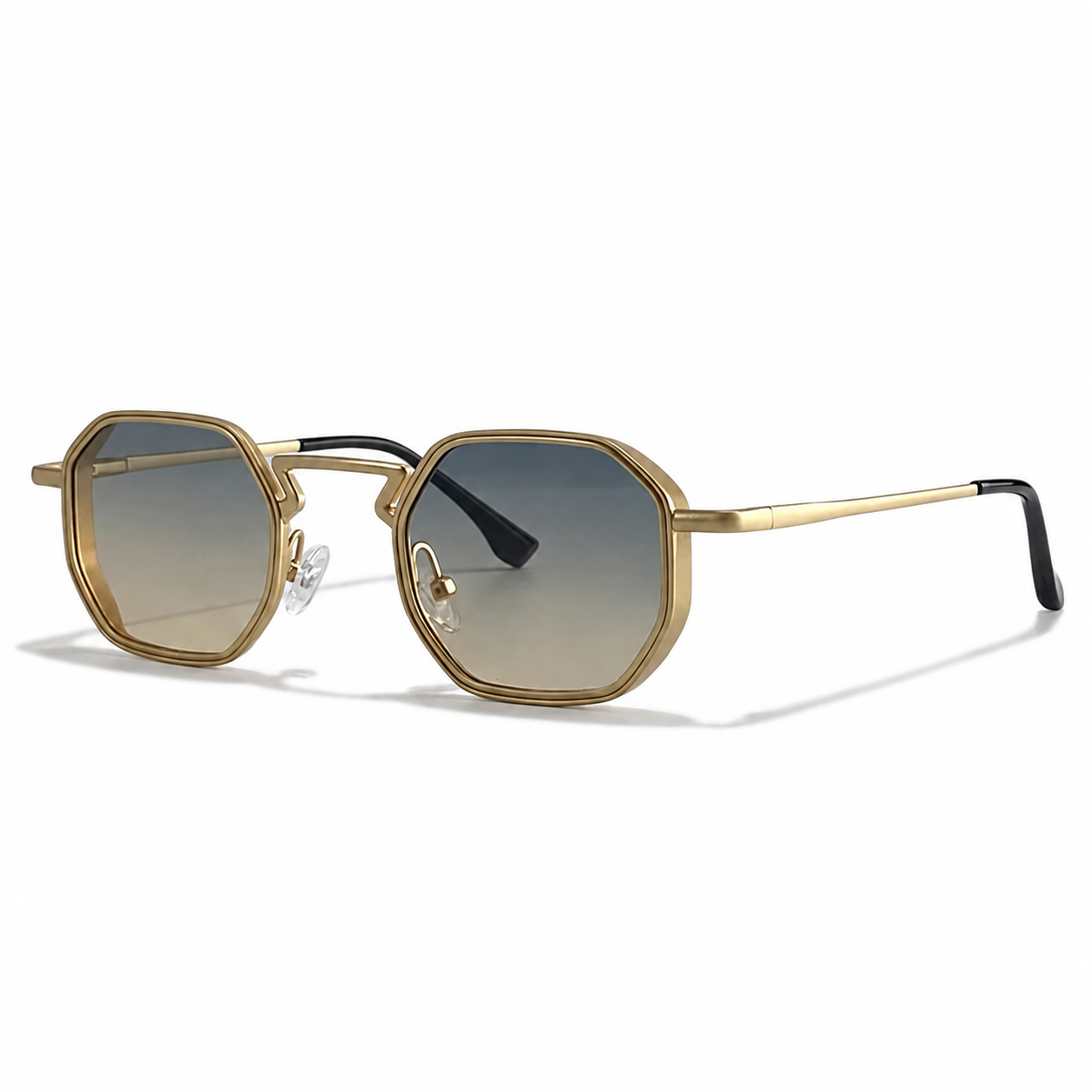 Herrsolglasögon med geometrisk helbåge och vinklad brygga-Glasses for men-Fjallbarn