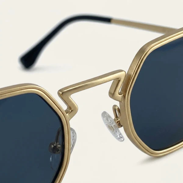 Herrsolglasögon med geometrisk helbåge och vinklad brygga-Glasses for men-Fjallbarn