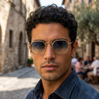 Herrsolglasögon med geometrisk helbåge och vinklad brygga-Glasses for men-Fjallbarn