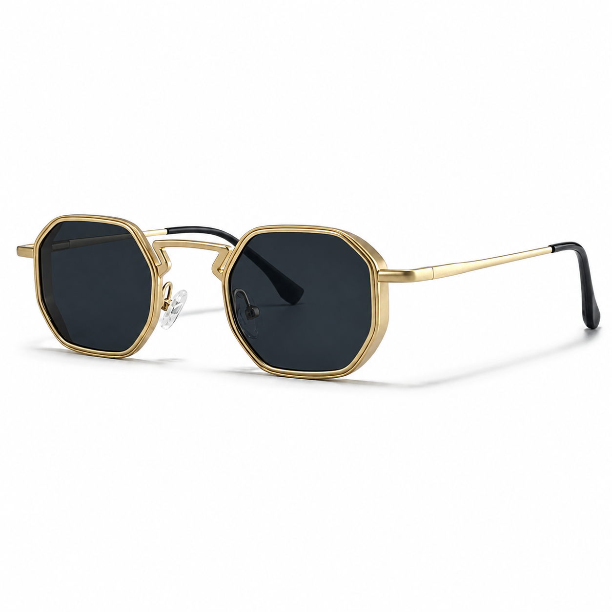 Herrsolglasögon med geometrisk helbåge och vinklad brygga-Glasses for men-Fjallbarn