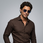 Herrsolglasögon med geometriska linser och metallbrygga-Glasses for men-Fjallbarn