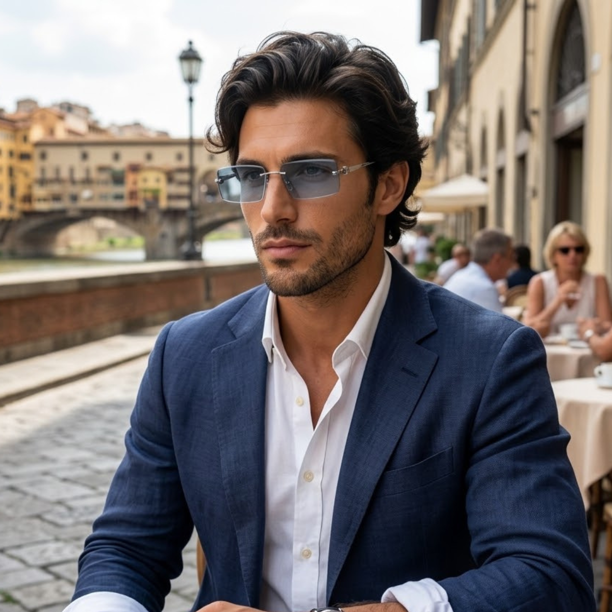 Herrsolglasögon med rektangulära linser och dekorativ skalm-Glasses for men-Fjallbarn