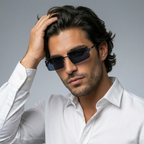 Herrsolglasögon med rektangulära linser och dekorativ skalm-Glasses for men-Fjallbarn