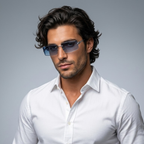 Herrsolglasögon med rektangulära linser och dekorativ skalm-Glasses for men-Fjallbarn