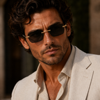Herrsolglasögon med rektangulära linser och metallbrygga-Glasses for men-Fjallbarn