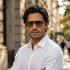 Herrsolglasögon med transparent fyrkantig båge och räfflade skalmar-Glasses for men-Fjallbarn