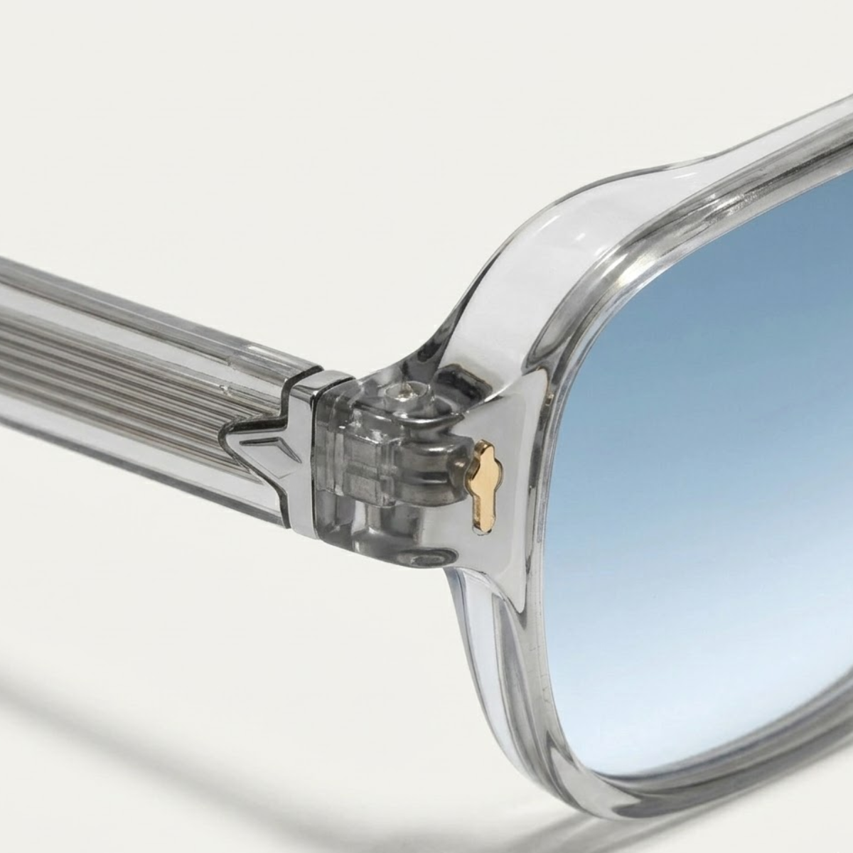 Herrsolglasögon med transparent fyrkantig båge och räfflade skalmar-Glasses for men-Fjallbarn