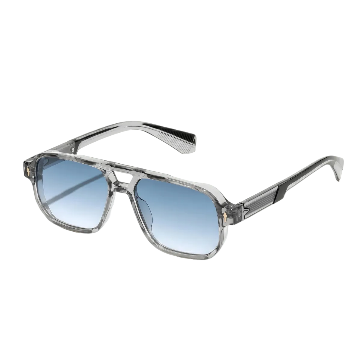 Herrsolglasögon med transparent fyrkantig båge och räfflade skalmar-Glasses for men-Fjallbarn