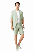 Herrtvådelat set med kortärmad kavaj och shorts-Sets for Men-Fjallbarn