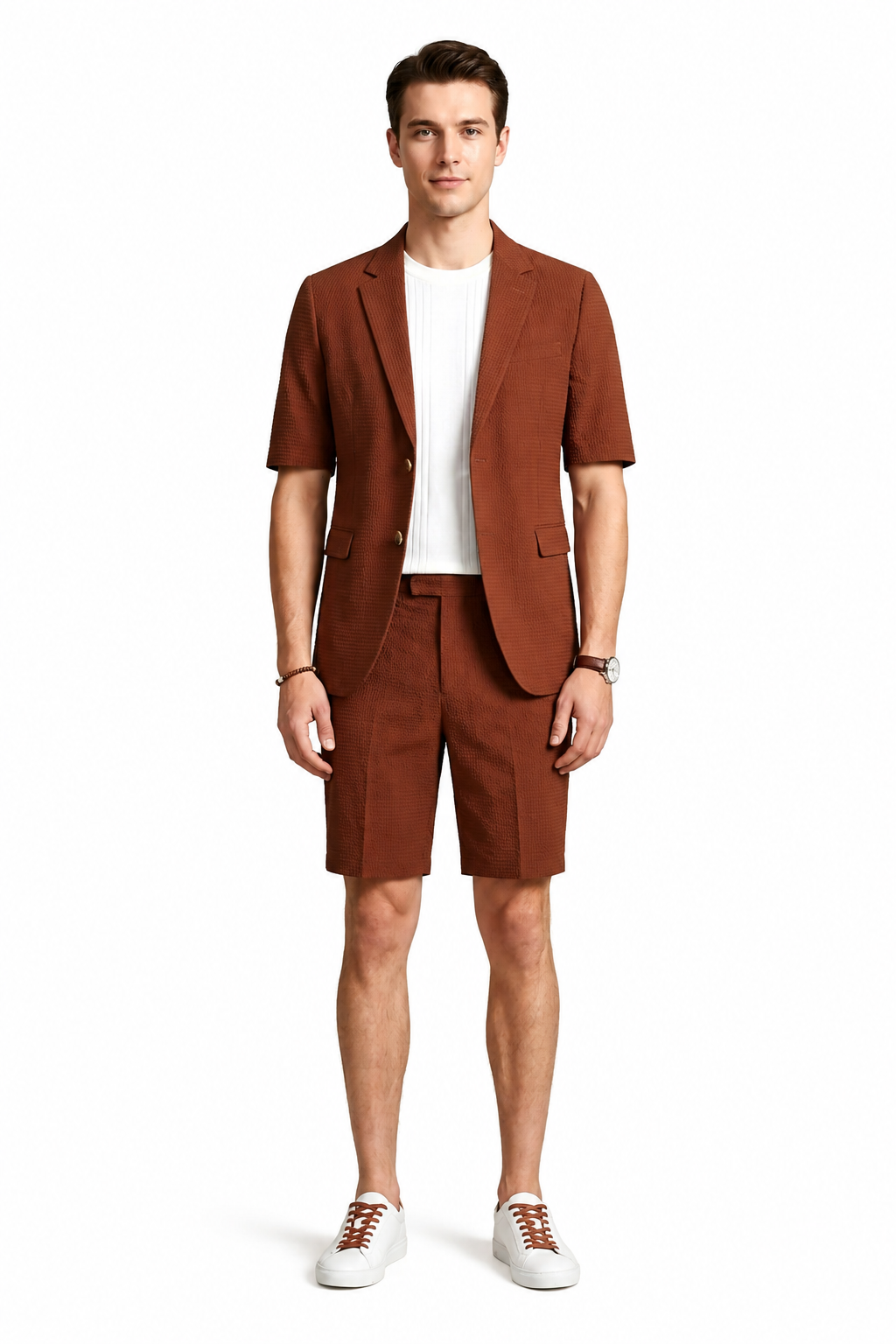 Herrtvådelat set med kortärmad kavaj och shorts-Sets for Men-Fjallbarn