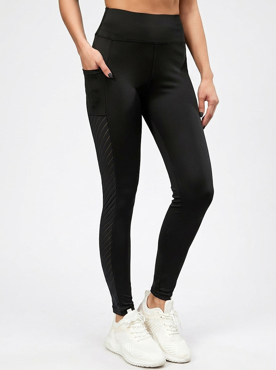 Högmidjade leggings med meshpaneler för dam-Leggings for women-Fjallbarn
