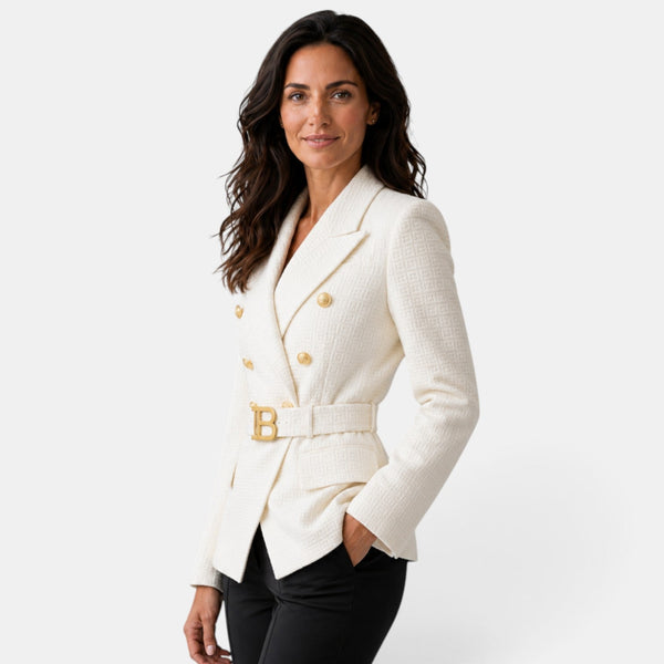 Jacquardkavaj för dam med bälte-Blazer for women-Fjallbarn