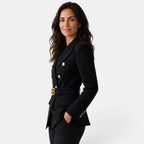 Jacquardkavaj för dam med bälte-Blazer for women-Fjallbarn