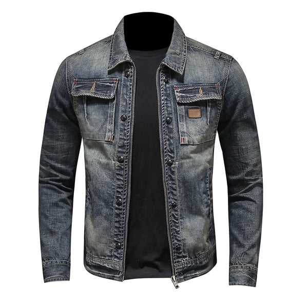 Jeansjacka för herrar med dragkedja och bröstfickor-Jackets for men-Fjallbarn