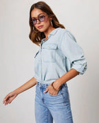 Jeanskjorta med knappar för dam-Shirts for women-Fjallbarn