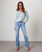 Jeanskjorta med knappar för dam-Shirts for women-Fjallbarn