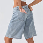 Jeansshorts med låg midja för dam-Shorts for women-Fjallbarn