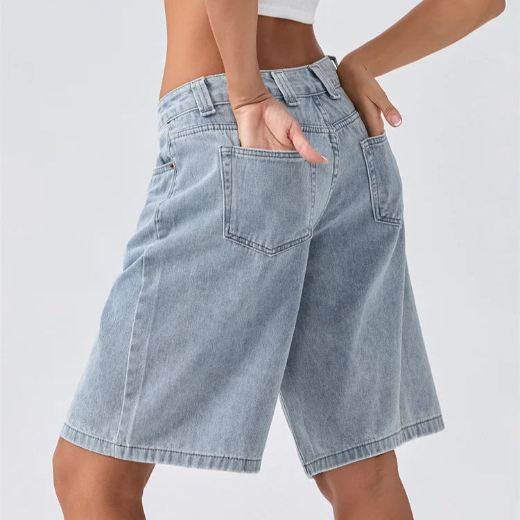 Jeansshorts med låg midja för dam-Shorts for women-Fjallbarn
