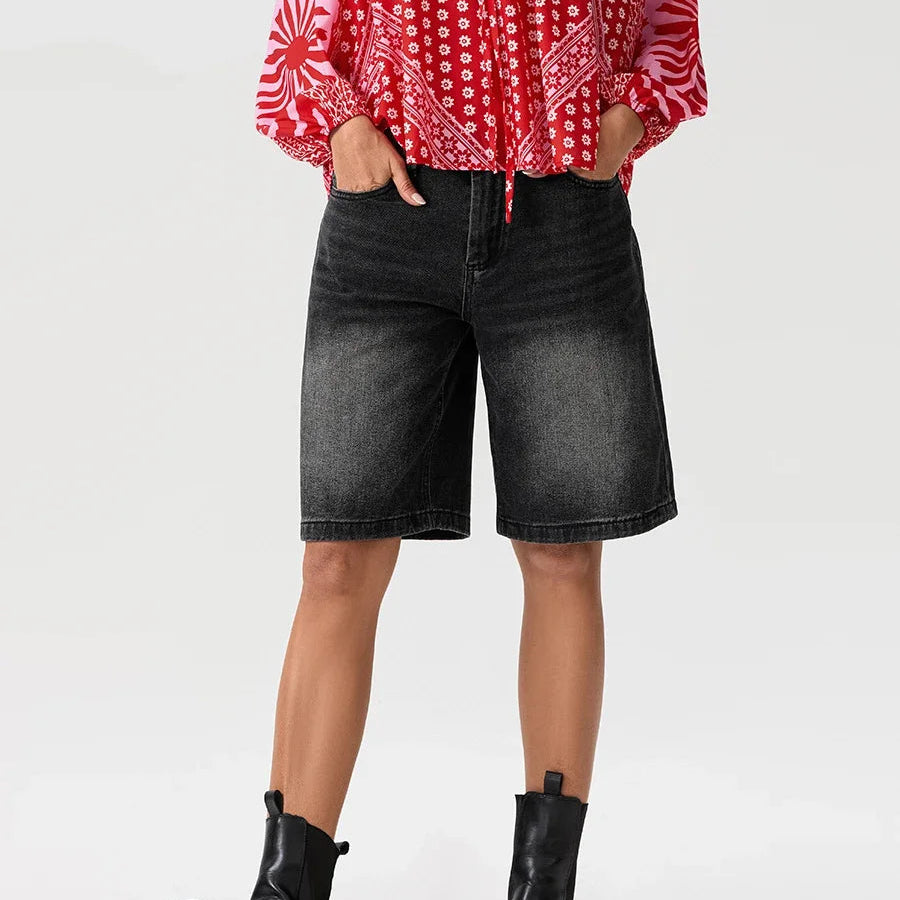 Jeansshorts med låg midja för dam-Shorts for women-Fjallbarn