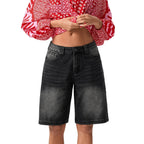 Jeansshorts med låg midja för dam-Shorts for women-Fjallbarn