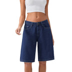 Jeansshorts med låg midja för dam-Shorts for women-Fjallbarn