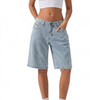 Jeansshorts med låg midja för dam-Shorts for women-Fjallbarn