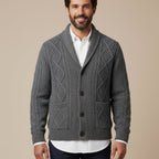 Kabelstickad kofta med sjalkrage för herrar-Cardigan for men-Fjallbarn