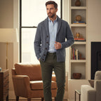 Kabelstickad kofta med sjalkrage för herrar-Cardigan for men-Fjallbarn