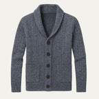 Kabelstickad kofta med sjalkrage för herrar-Cardigan for men-Fjallbarn